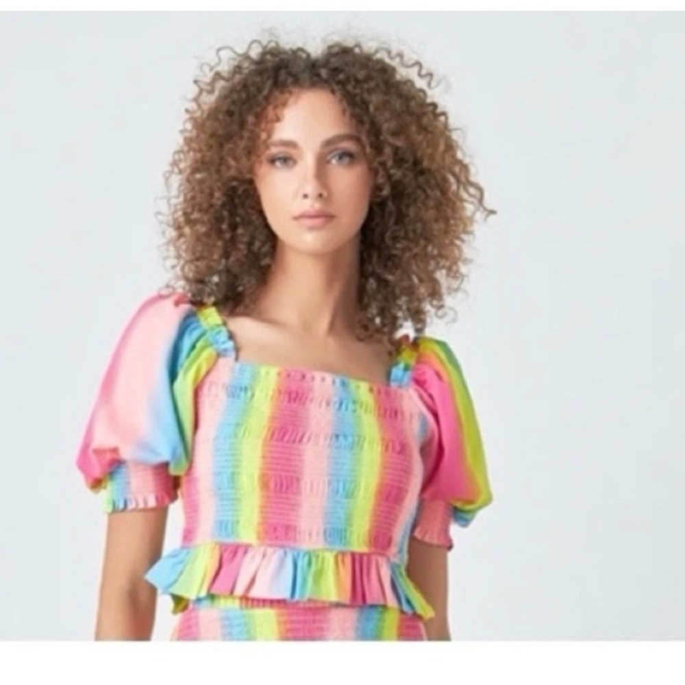 Endless Rose Ombré Striped Smocked‎ Top